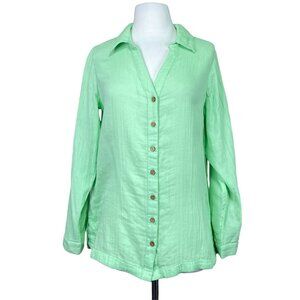 Soft Surroundings Mint Green Button Front Blouse Small